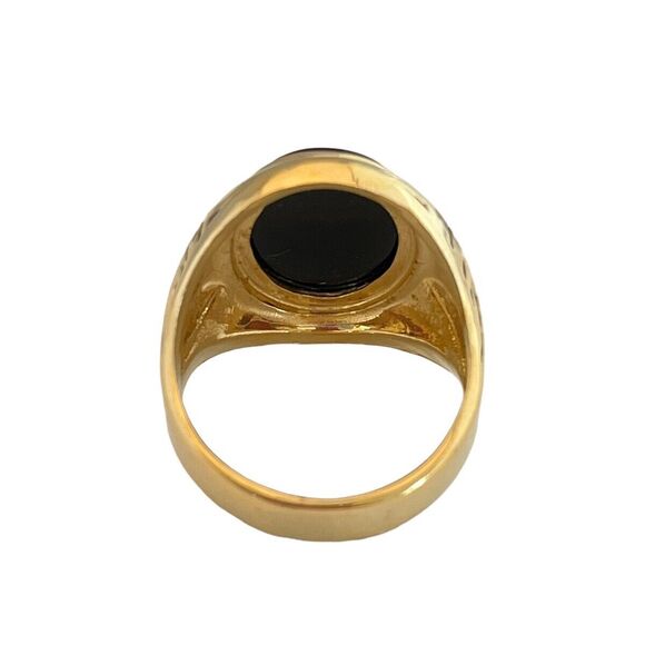 Vintage Clark and Coombs Ring Size 8 Onyx 18K Gold Plate Mid-Century Men's 14B - Picture 6 of 8
